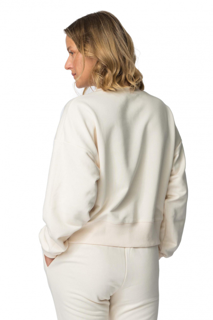 Bluza damska dresowa ze ściągaczami sportowa bawełniana waniliowa